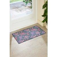Artsy Mats Blue & Pink Floral Indoor Outdoor Doormat (70 x 40cm) | Size: 40 cm x 70 cm