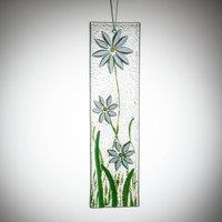 Sienna Glass Hanging Decorative Flower Plaque White