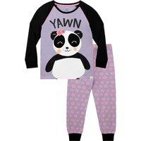 Harry Bear Girl's Yawn Panda Pyjamas in Purple | Size: 11-12 Years