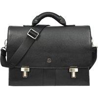 House of Leather Men's Mens Real Leather Briefcase Classic Cross Body Organiser Bag Benin Black | Size: Large