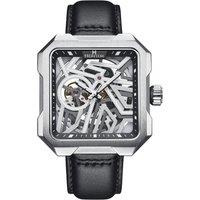 Campbell Leather-Band Skeleton Watch