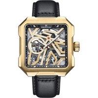 Campbell Leather-Band Skeleton Watch