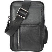 Mens Real Leather Cross Body Bag Small Size Travel Pouch Dinan Black