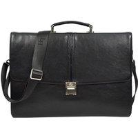 Mens Real Leather Briefcase Classic Cross Body Organiser Bag Erbil Black