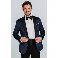 Dobell Men's Navy Paisley Velvet Tuxedo Jacket | Size: 46R