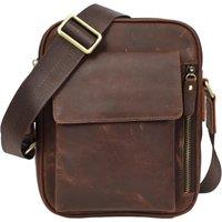 House of Leather Men's Mens Real Leather Cross Body Bag Travel Pouch Rovigo Black in Brown | Size: Medium