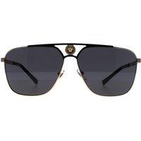 Versace Men's Rectangle Gold & Matte Black Dark Grey VE2238
