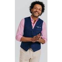 Dobell Men's Navy Textured Waistcoat | Size: 4XL