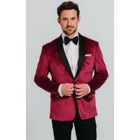 Dobell Men's Burgundy Contrast Shawl Lapel Velvet Jacket | Size: 42R