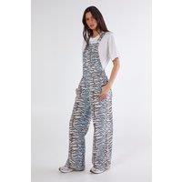 NastyGal Women's Denim Tiger Print Dungarees | Size: 6