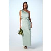 Oasis Women's by Coast One Shoulder Satin Maxi Bridesmaid Dress in Sage | Size: 12
