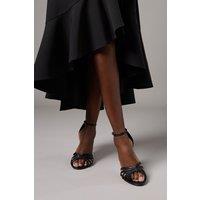 Coast Women's Wide Fit Tilda Faux Leather Lattice Front High Heel Sandals in Black | Size: 6