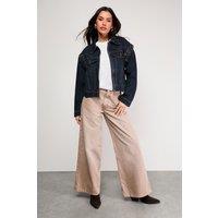 Warehouse Women's Whipstitch Detail Washed Denim Jacket in Vintage Wash | Size: 14