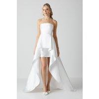 Coast Women's Bandeau Twill Mini With Full Overskirt Wedding Dress in Ivory | Size: 10