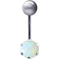 Jewelco London Women's 9ct White Gold 6mm CZ Solitaire Banana Belly Bar Piercing 10mm