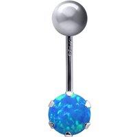 Jewelco London Women's 9ct White Gold 6mm CZ Solitaire Banana Belly Bar Piercing 10mm in Blue