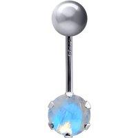 Jewelco London Women's 9ct White Gold 6mm CZ Solitaire Banana Belly Bar Piercing 10mm
