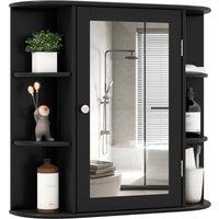 Gymax Mirrored Bathroom Cabinet Wall Medicine Cabinet With Adjustable Shelves in Black