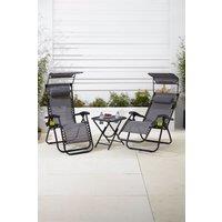Neo Folding Portable Zero Gravity Chairs & Table Set in Grey