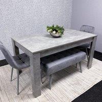 KOSY KOALA Grey Wooden Dining Table Set with 2 Grey Chairs & 2 Benches, Furniture