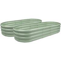 Harbour Housewares Rounded Galvanised Steel Raised Garden Bed - 180cm x 90cm - 2pc in Green | Size: 180 cm x 90 cm