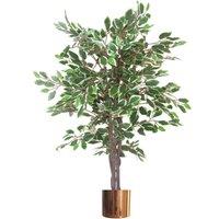 Leaf 130cm LARGE White Edge Ficus Artificial Plant Tree Copper Planter in Green