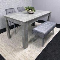 KOSY KOALA Grey Wooden Dining Table Set with 2 Chairs & 1 Bench, Room Furniture | Size: 140 cm x 80 cm