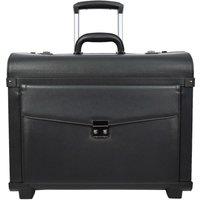 House of Leather Wheeled Pilot Case Faux Leather Lightweight Cabin Bag Toulon Black | Size: Small