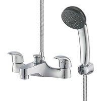 BATHWEST Bathroom Taps with Shower Waterfall Brass Chrom Filler Mixer Taps in Metallic Silver