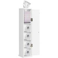Costway Compact Toilet Tissue Storage Tower Freestanding Paper Towel Holder W/ Detachable Shelf in White