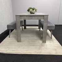 KOSY KOALA Dining Table Set Of Modern Grey Table & 2 Grey Velvet Benches Dining Room Furniture in Brown