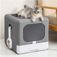 Full Enclosed Cat Toilet Litter Box in Grey