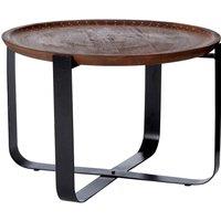 Orsina Contemporary Mango Wood Round Table, Stylish Design Round Side Table For Bedroom, Durable Metal Side Table in Brown