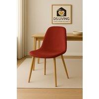 DS Living Luxe Dining Chair 2pc Apricot Orange Wood Printed Coating in Brown | Size: 1 Seater