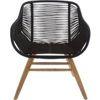 Orsina Rope Armchair, Back & Armrest Garden Armchair, Rope Desk Chair, Lightweight Dining Chair in Black