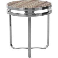 Orsina Metal Frame Round Side Table, Patio Small Table With Three Curved Legs, Renewable Pine Wooden Top Lounge Table in Natural