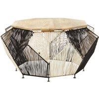 Orsina Octagonal Design Black & Silver Coffee Table, Stylish Display Table For Livingroom, Unique Decorative Table