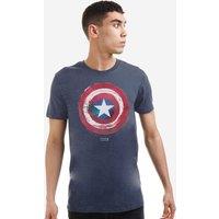 Marvel Men's Captain America Paint Shield T-Shirt in Navy | Size: Small