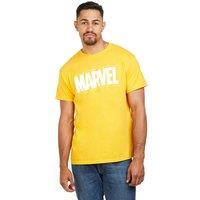 Marvel Men's Text Logo T-Shirt in Gold | Size: 2XL
