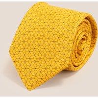 Oswin Hyde Men's Yellow Pattern Print Silk Tie