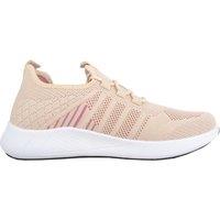 ABSOLUTE FOOTWEAR Women's Womens Slip On Lace Up Lightweight Breathable Gym Workout Trainers in Beige | Size: 7