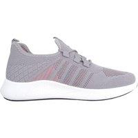 ABSOLUTE FOOTWEAR Women's Womens Slip On Lace Up Lightweight Breathable Gym Workout Trainers in Grey | Size: 4