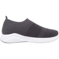 ABSOLUTE FOOTWEAR Women's Womens Slip On Lighweight Knitted Style Casual Trainers Pumps Shoes in Dark Grey | Size: 7