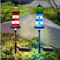 Leaper 2PCS Red Solar Powered Lighthouse Shape Garden Lights