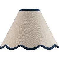 Happy Homewares Scallop Edge Natural Textured Linen Coolie Lamp Shade with Cotton Trims in Midnight | Size: 12 inches