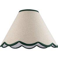 Happy Homewares Scallop Edge Natural Textured Linen Coolie Lamp Shade with Cotton Trims in Dark Green | Size: 12 inches