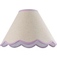 Happy Homewares Scallop Edge Natural Textured Linen Coolie Lamp Shade with Cotton Trims in Lilac | Size: 12 inches
