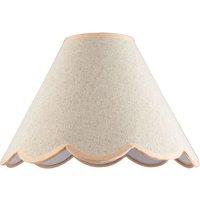 Happy Homewares Scallop Edge Natural Textured Linen Coolie Lamp Shade with Cotton Trims in Pink | Size: 12 inches