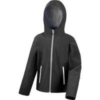 Result Core TX Performance Hooded Soft Shell Jacket in Black | Size: 7-8 Years