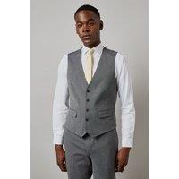 Burton Men's Mid Grey Twill Waistcoat | Size: Large